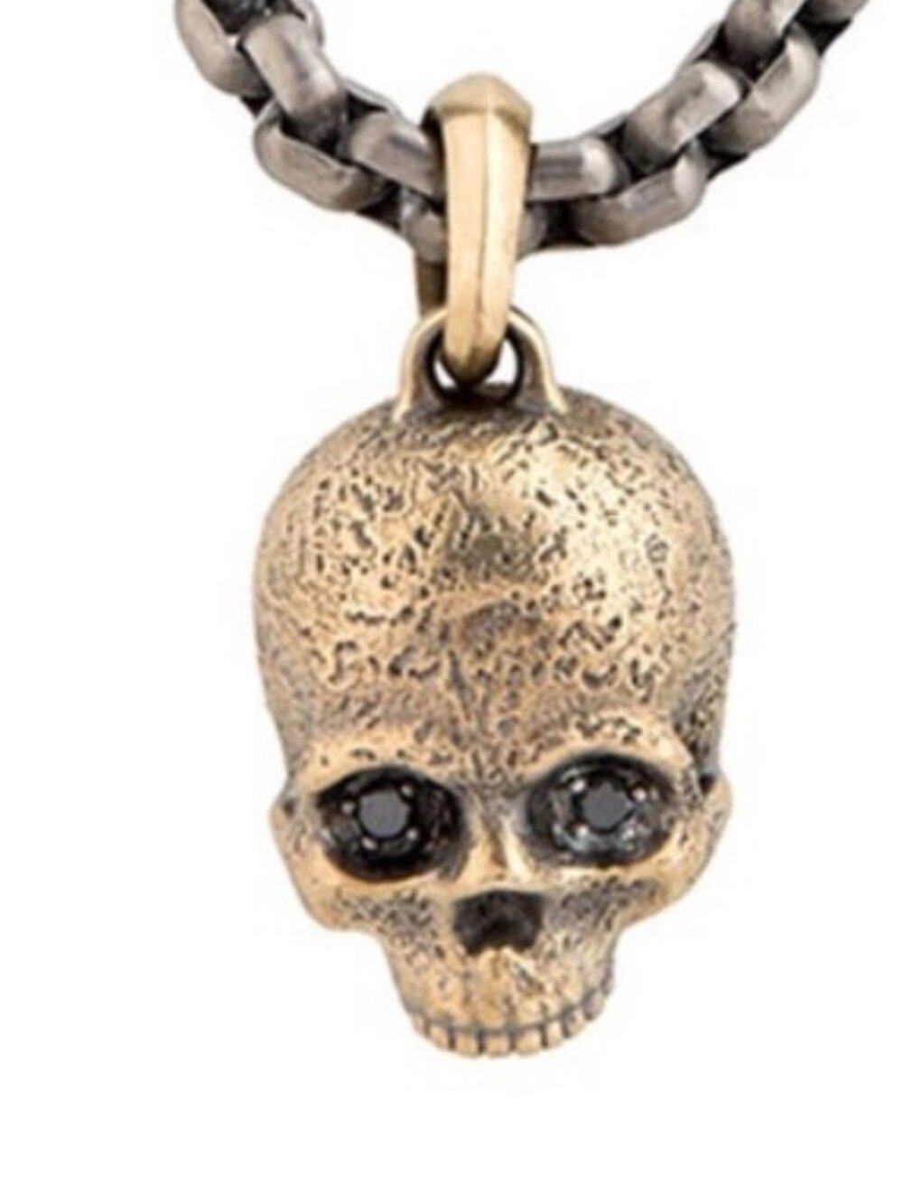 DAVID YURMAN 18K & STERLING DIAMOND MEMENTO MORI SKULL AMULET PENDANT NECKLACE